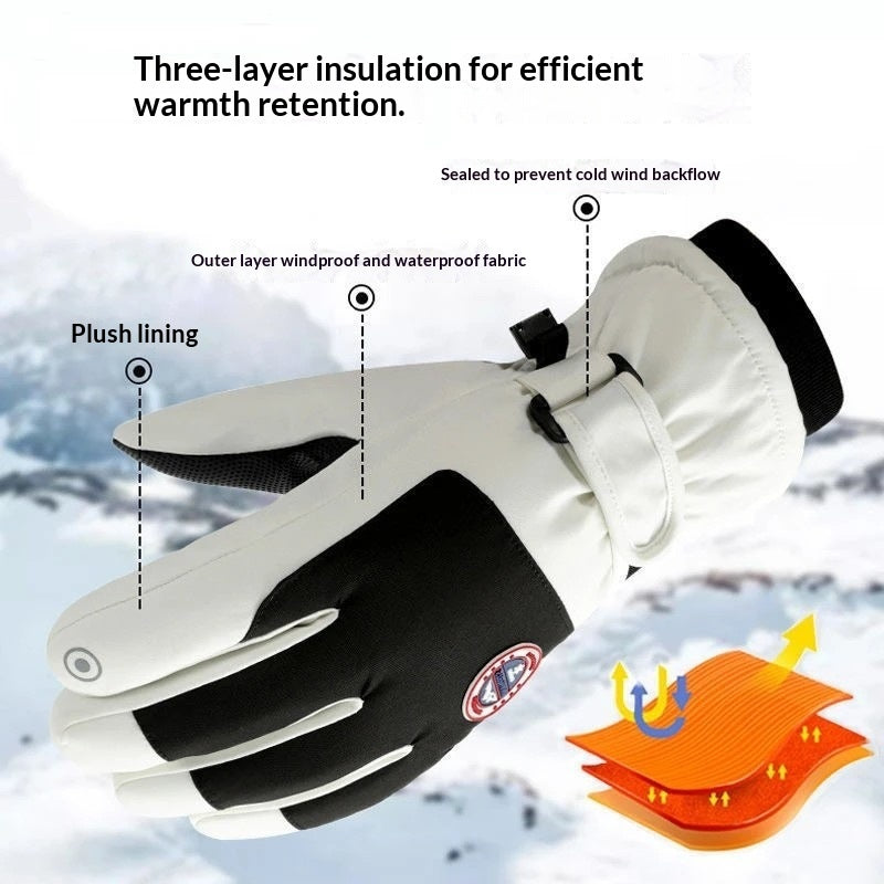 Gants de ski à écran tactile thermique doublés de polaire d'hiver