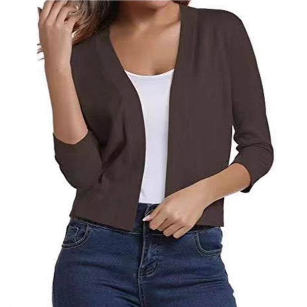 Simple Veste courte polyvalente tricotée Cardigan