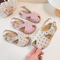 Sandales en cuir givré Trendy Polka Dot pour filles avec impression léopard coréenne