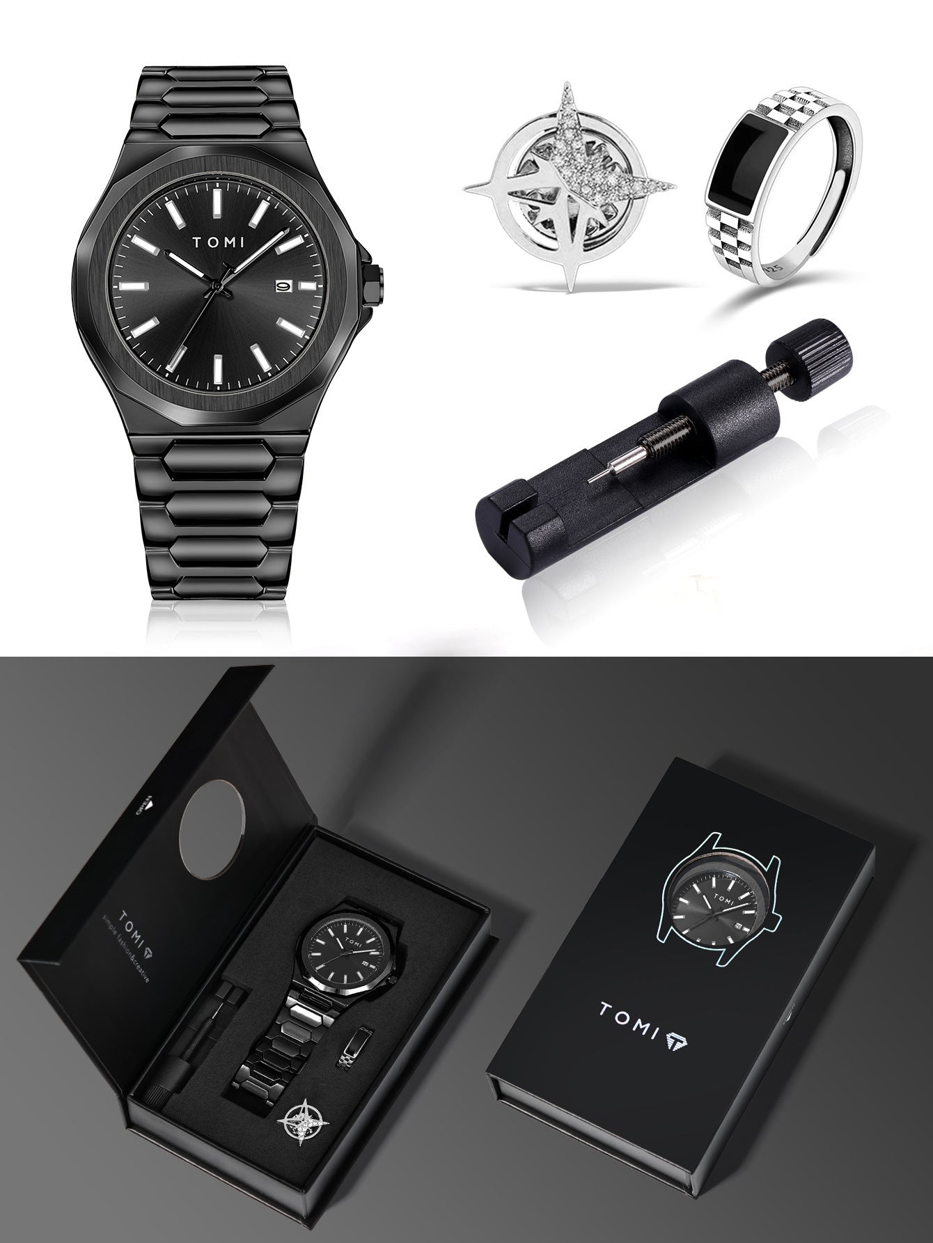 Ensemble de montres en acier classique pour hommes d'affaires