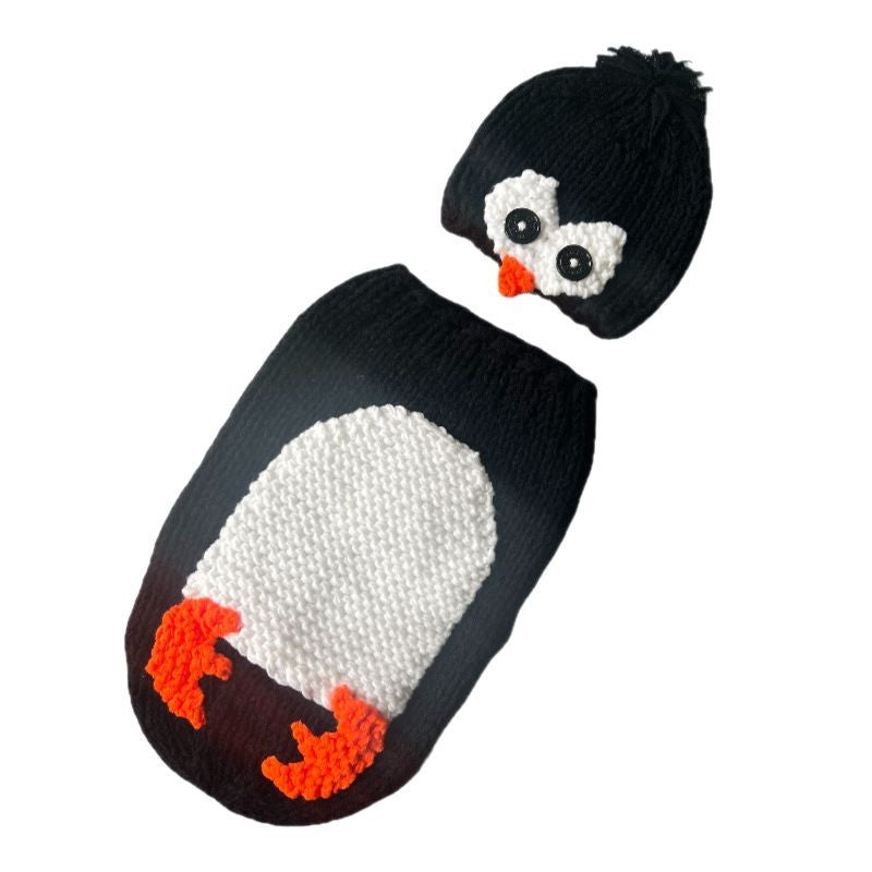 Mignon nouveau-né photographie Penguin forme Laine sac de couchage