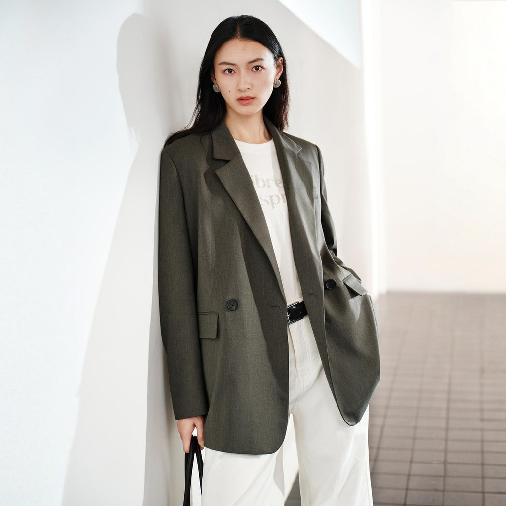 Laine simple casual femmes Blazer à double bras
