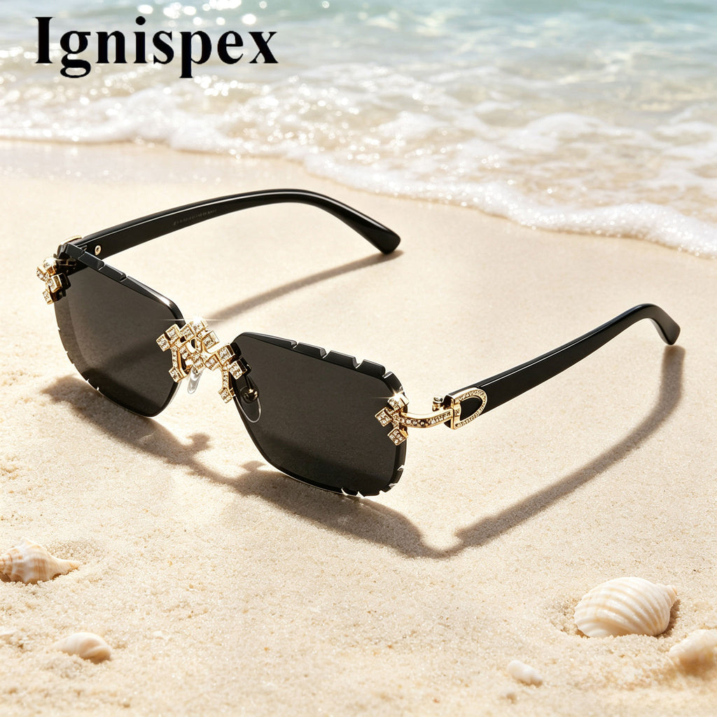 Lunettes de soleil sans cadre pour femmes carrées