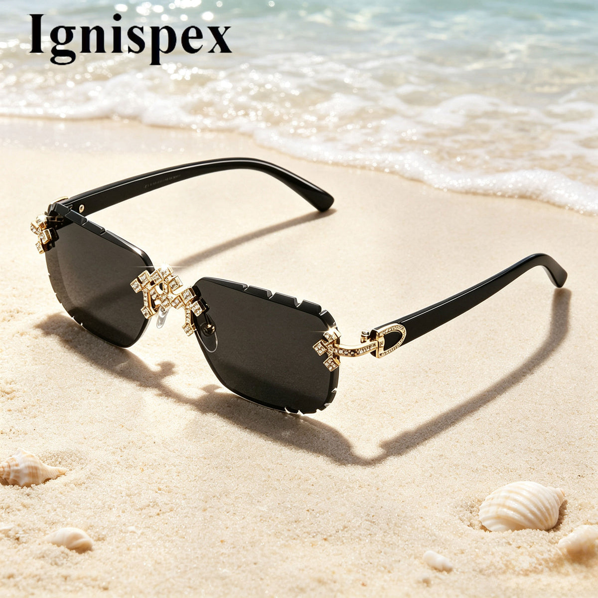 Lunettes de soleil sans cadre pour femmes carrées