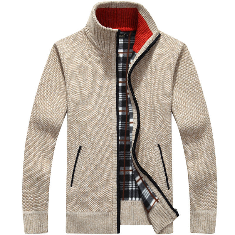 Chandail à fermeture éclair d'automne et de cardigan d'hiver pour hommes Épaisseur de collier en polaire