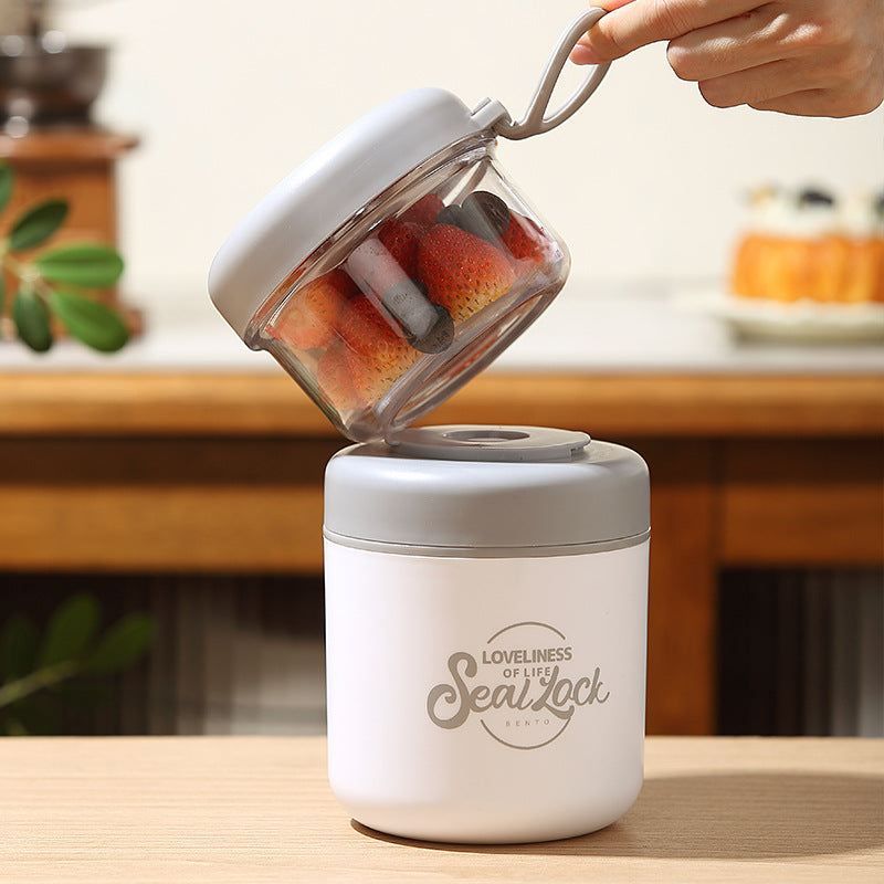 Mug de petit déjeuner en acier inoxydable avec couvercle