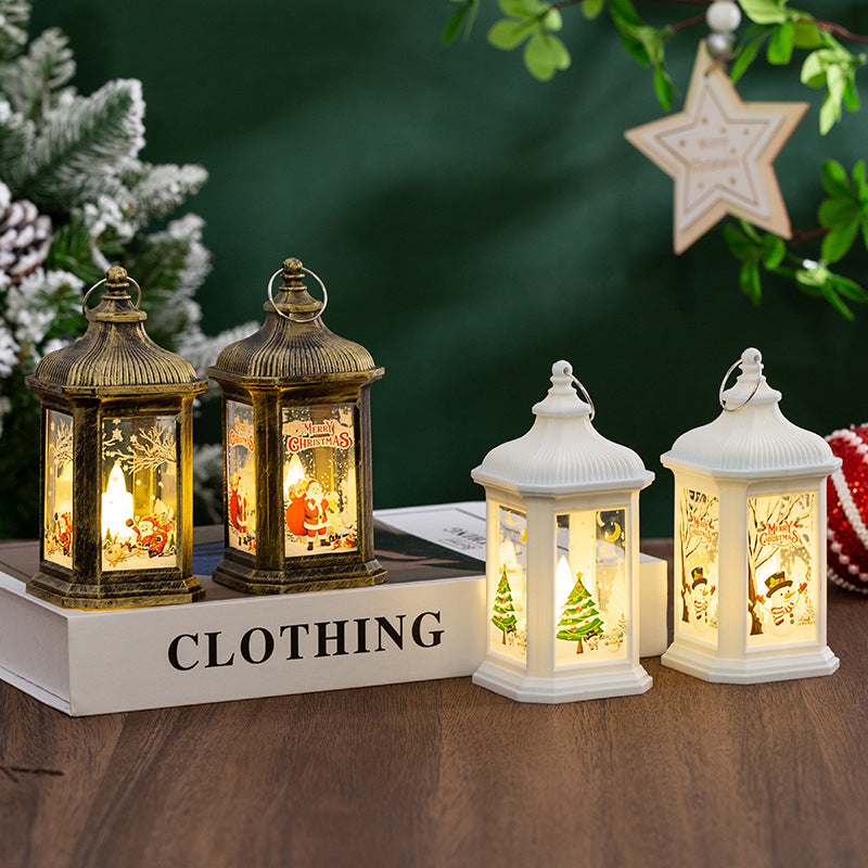 Décorations de Noël Props Bougie Led Lampe à Vent Lampe à Suspension de Noël Portable Nig