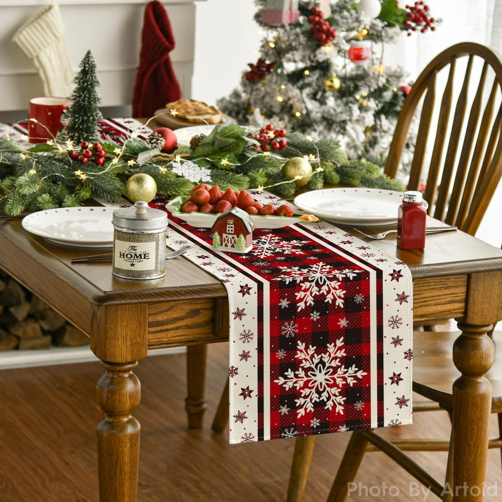 Flocons de neige Runner de table de Noël 13x72 pouce