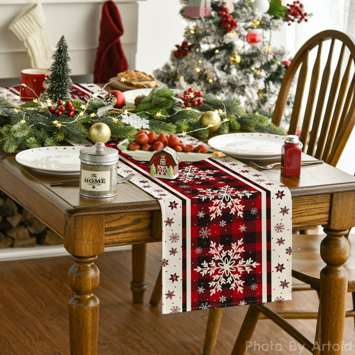Flocons de neige Runner de table de Noël 13x72 pouce