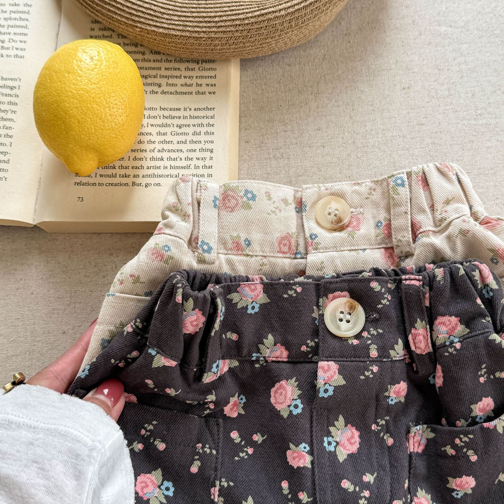 Short de coton lavé d'été Pantalon de fille