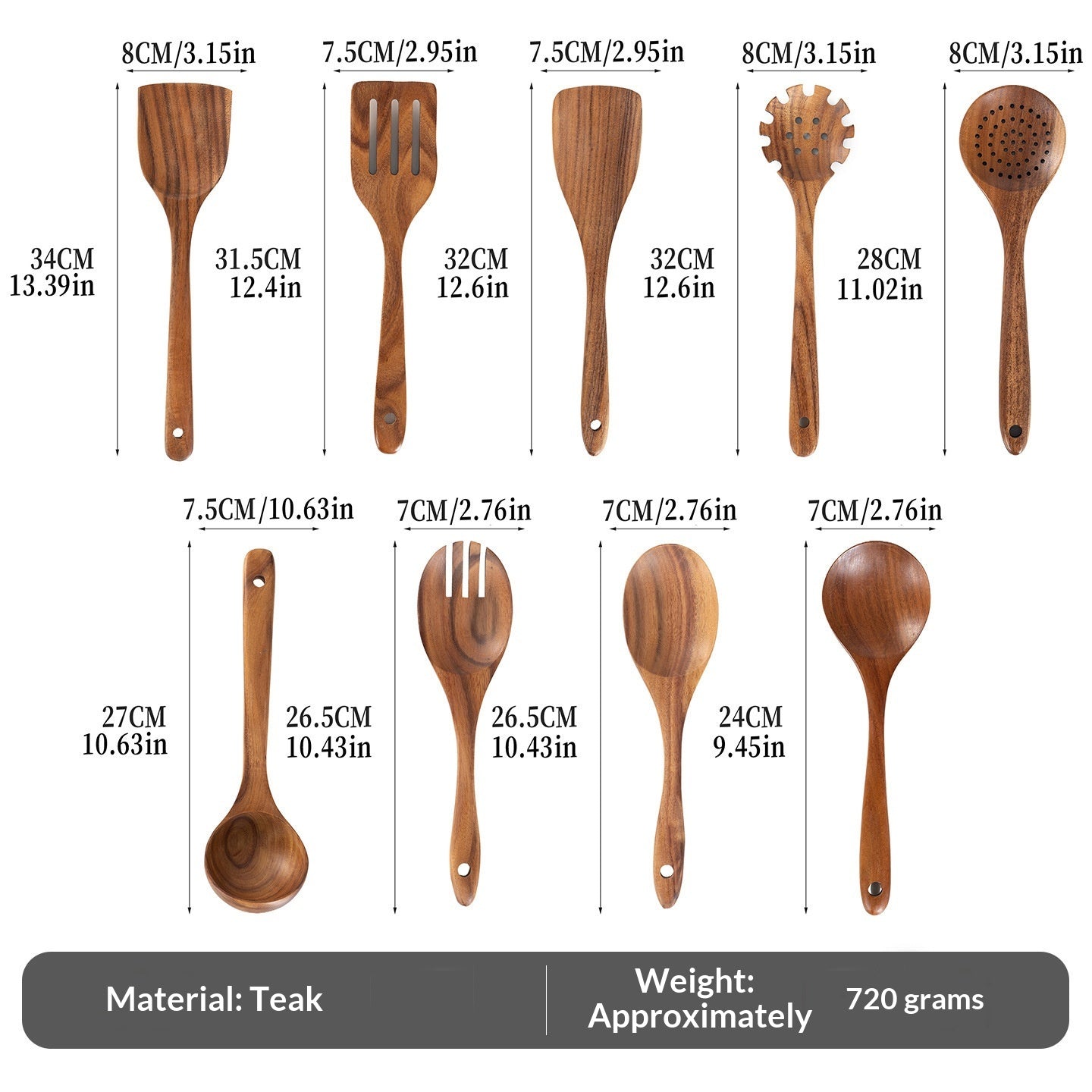Ensemble de spatules en bois de teck