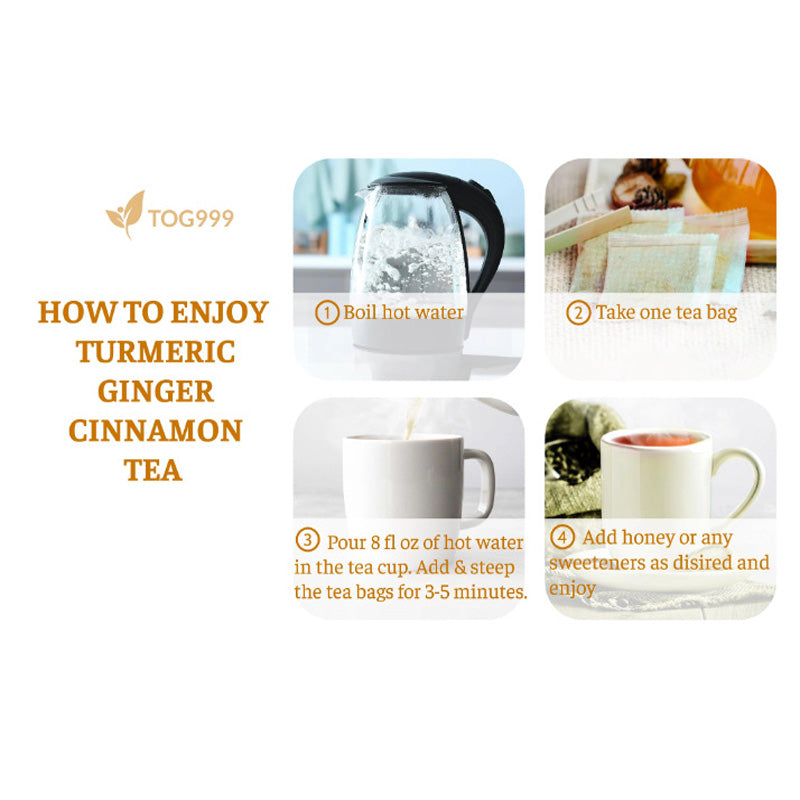 120 sacs Turmeric Ginger Cinnamon Tea Bags