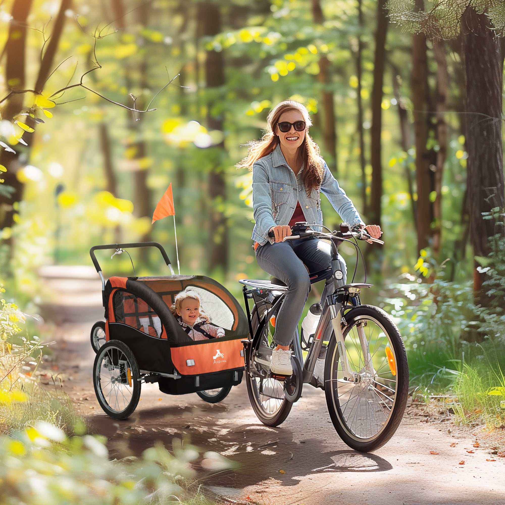 Remorque à vélo pivotante 2-Seat Elite 360 pour enfants Remorque à vélo avec résistant à l'eau W