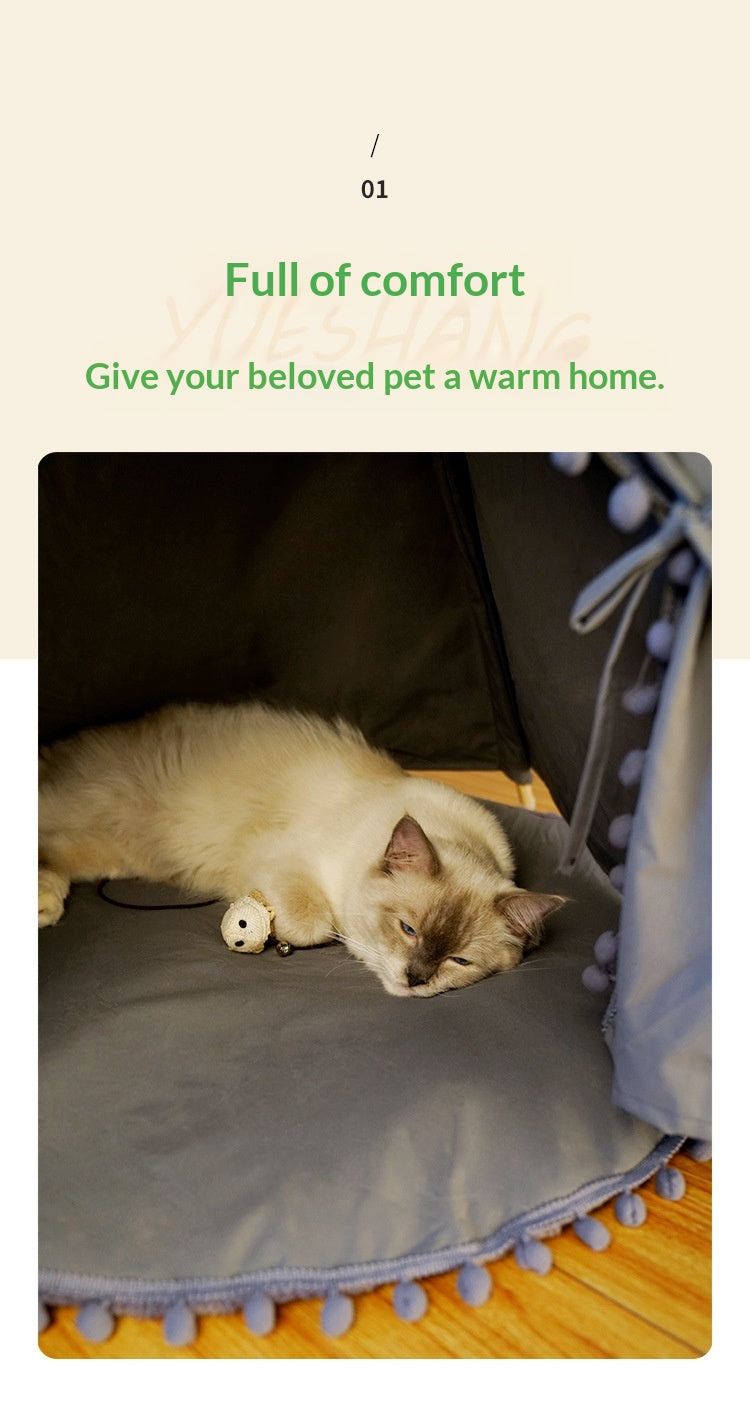 Lit de tente pliable tout-saison pour chats et chiens.