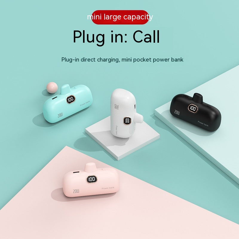 Pocket sans fil Capsule Power Bank Petit Portable Power Source Power Bank Mini Fast Charge