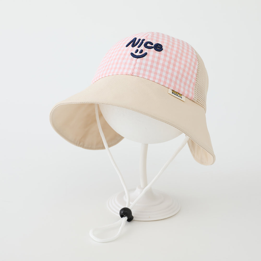 Été Garçons' et les filles' large bordé rayé brodé lettre style casual pêche chapeau F