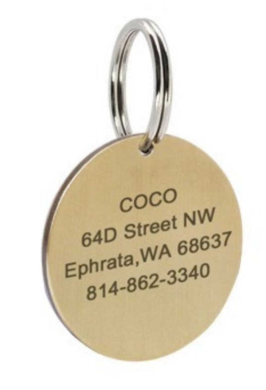 Engraved stainless steel dog ID keyring