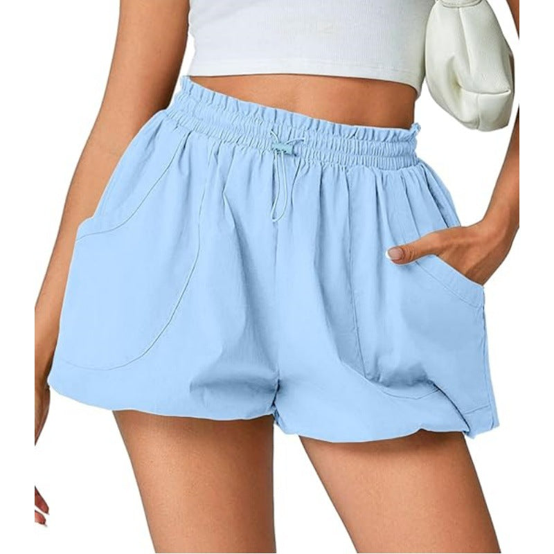 Short à bulles Pantalons de lanterne à taille élevée avec poches