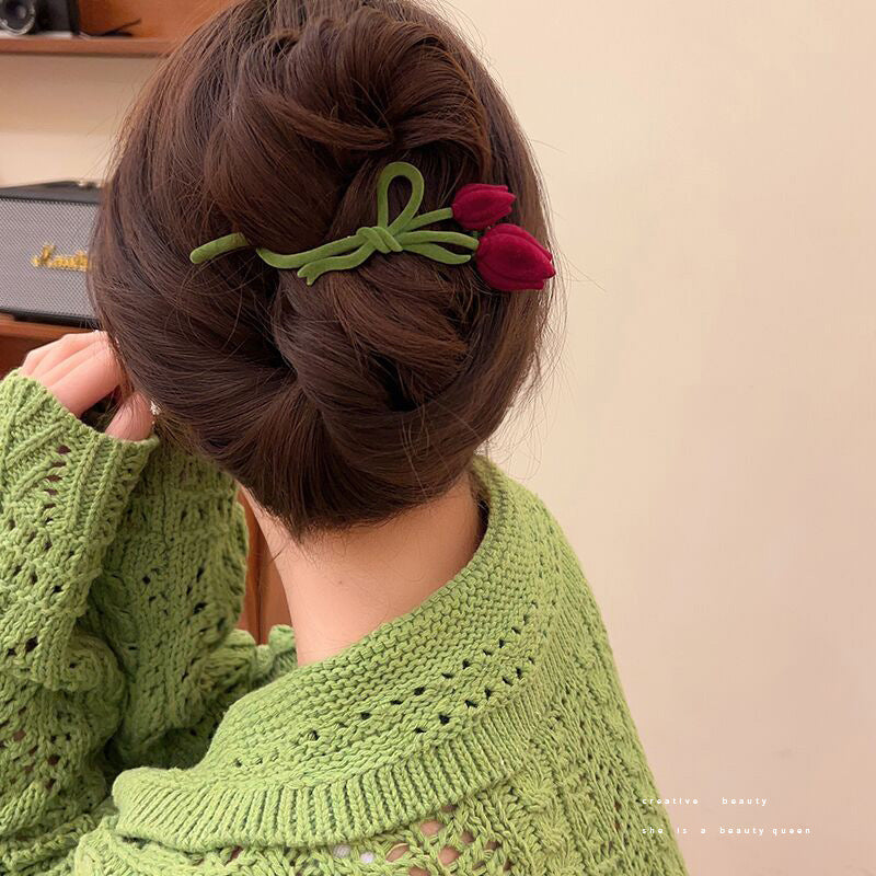 Barrettes de tulipe flottantes Femelle Dos Cheveux Updo