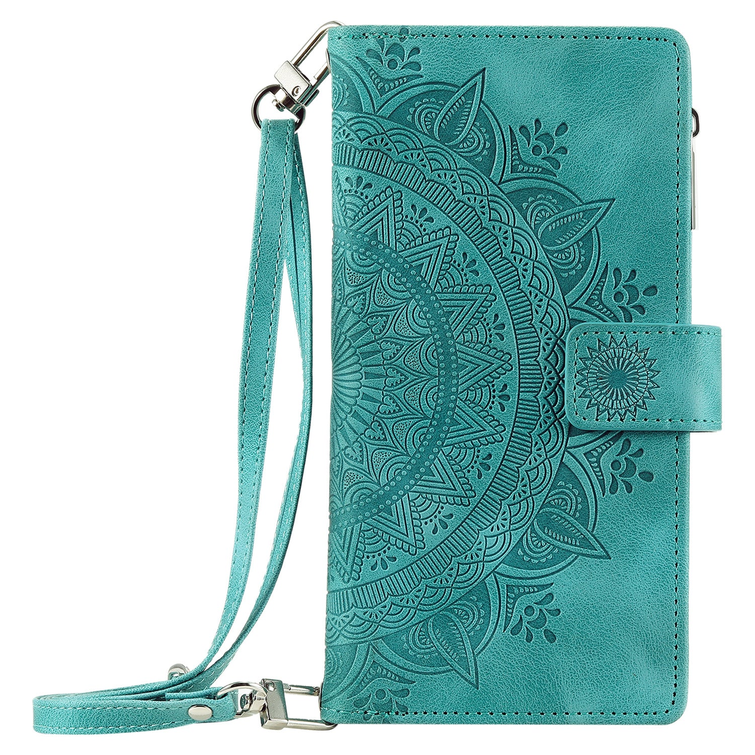 Multi-carte Embossed Totem carte en cuir zipper sac de téléphone