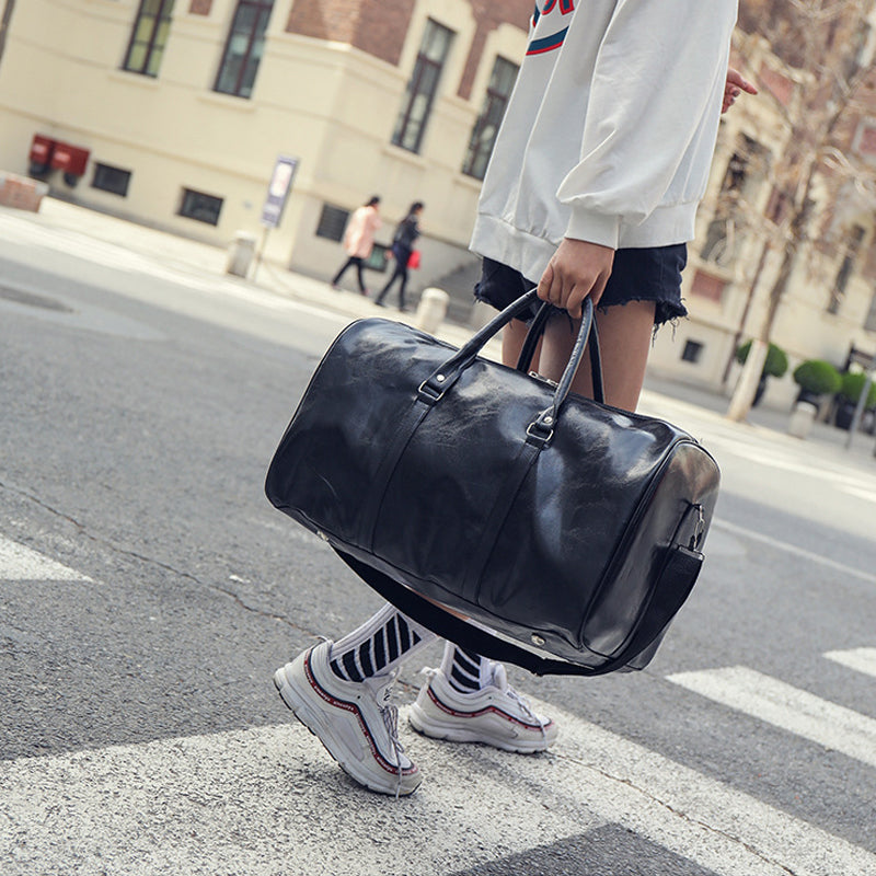 Hommes PU cuir Duffle Gym Bag Week-end Bagage Voyage Sac à main occasionnel Holdall