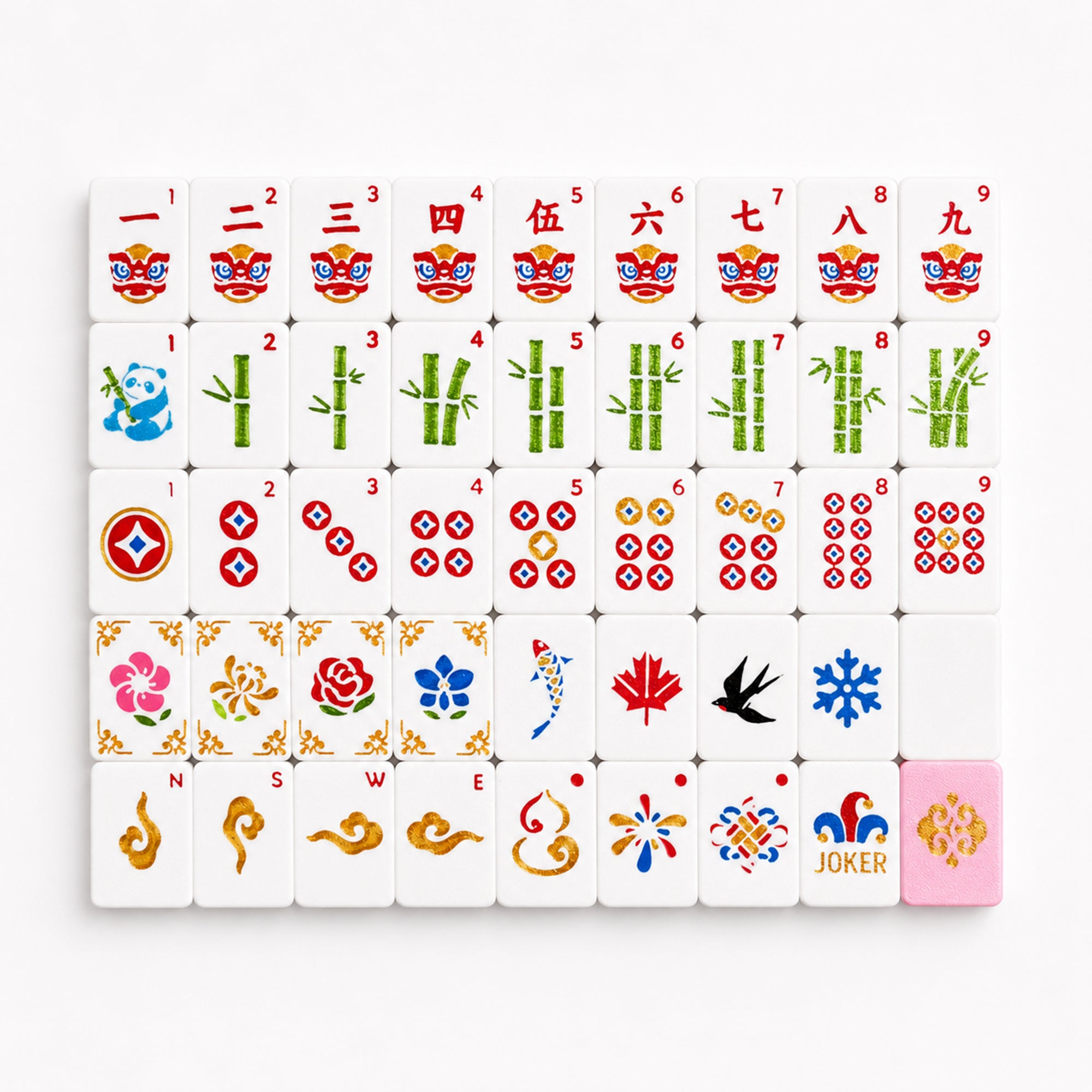 Ensemble de carreaux de Mahjong flottant 160PCS Style classique avec 3 dés