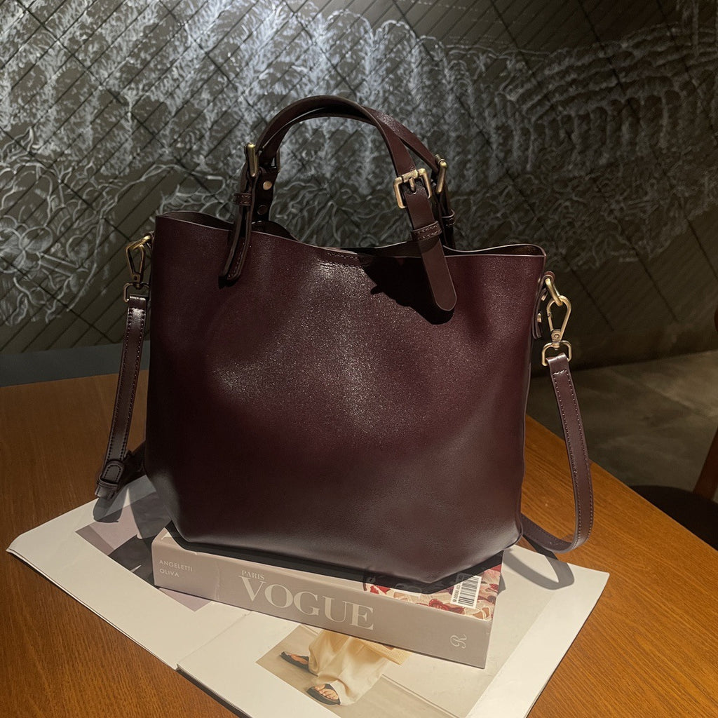 Sac à bandoulière pour femmes en cuir souple de grande capacité