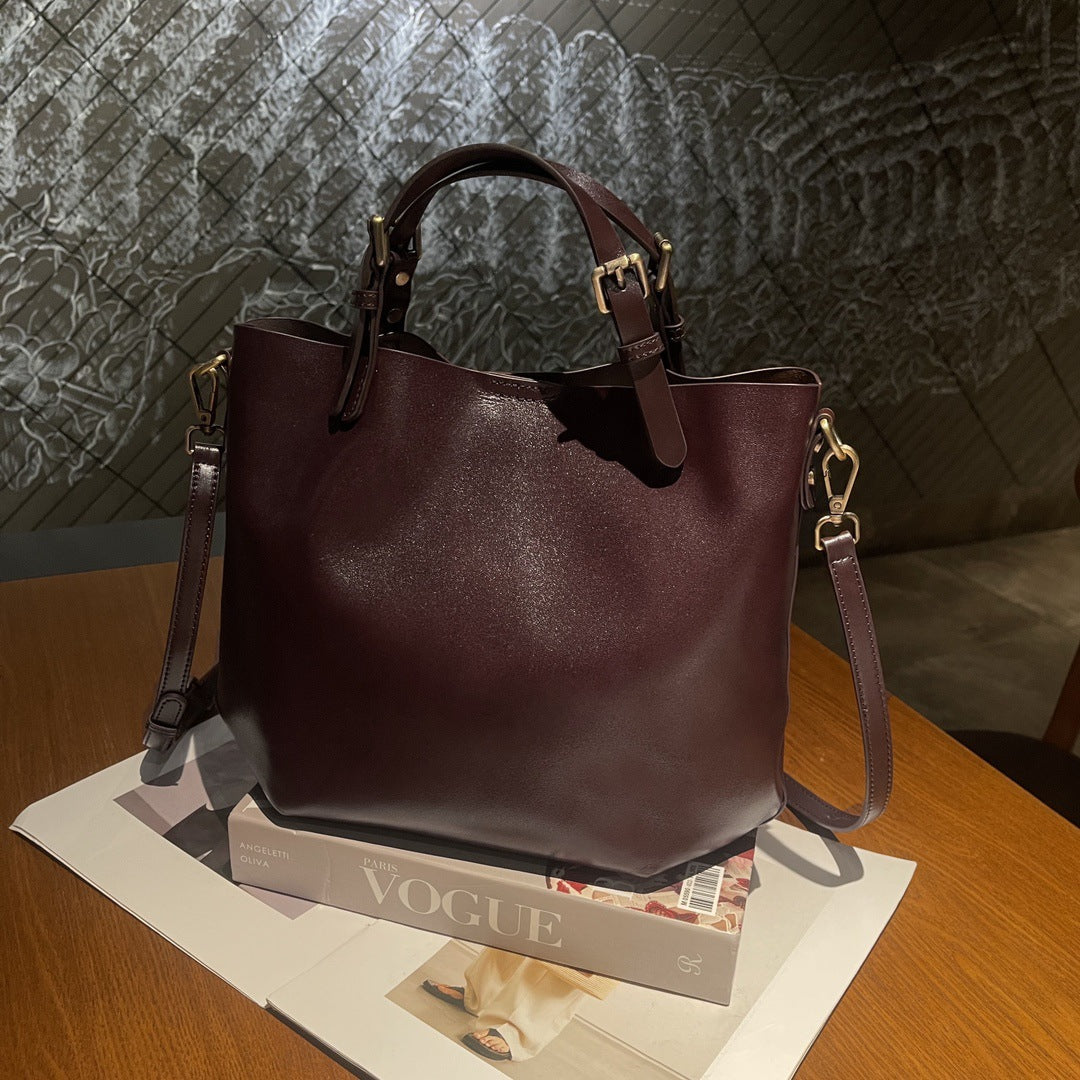 Sac à bandoulière pour femmes en cuir souple de grande capacité