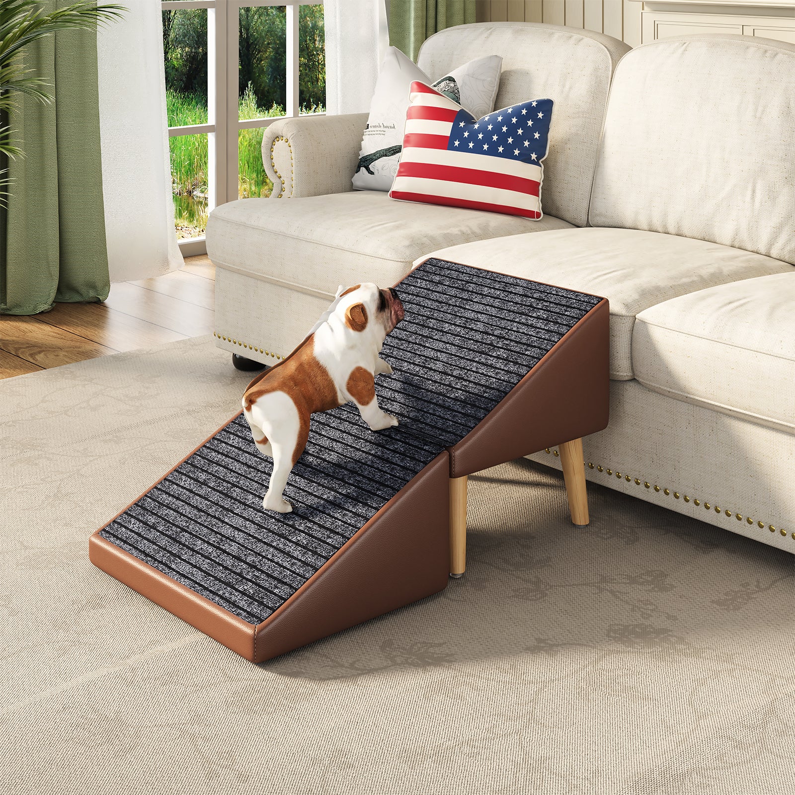 3-en-1 Dog Ramp 18.89"×17.91"×20.08" avec stockage – Étables pour chiens âgés et blessés &