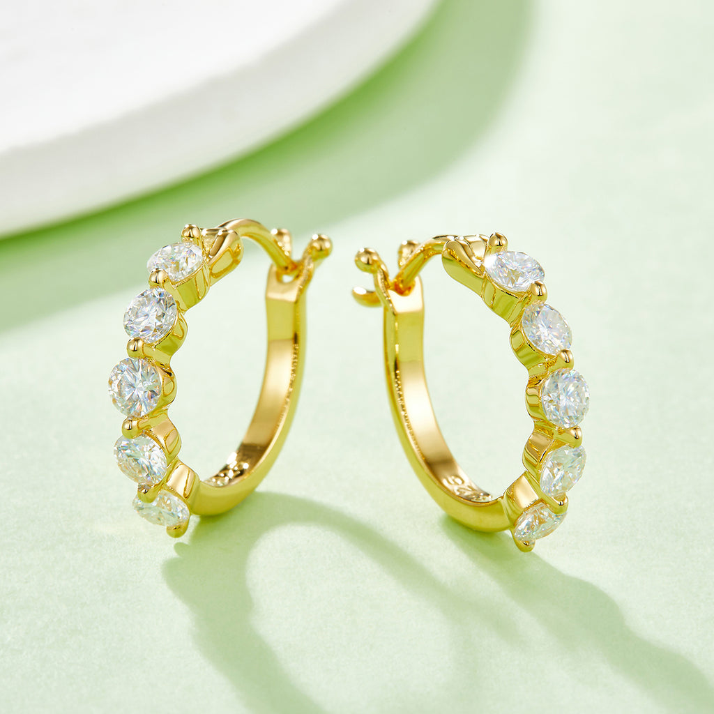S925 Boucles d'oreilles en argent sterling 10pcs Moissanite Hoop pour femmes 17mm plaqué platine GRA Cer