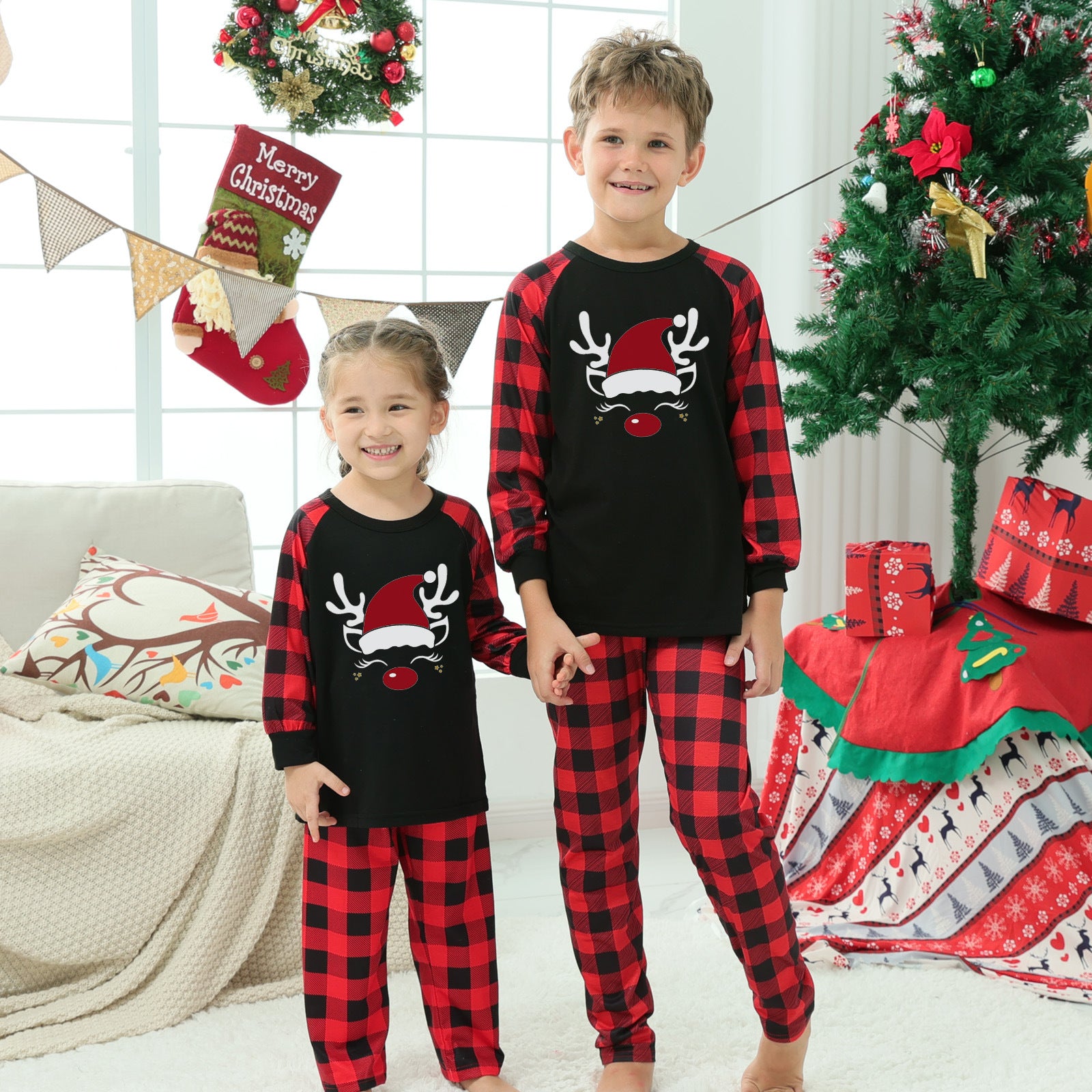 Imprimante de pointage de plaid Vêtements de maison de Noël