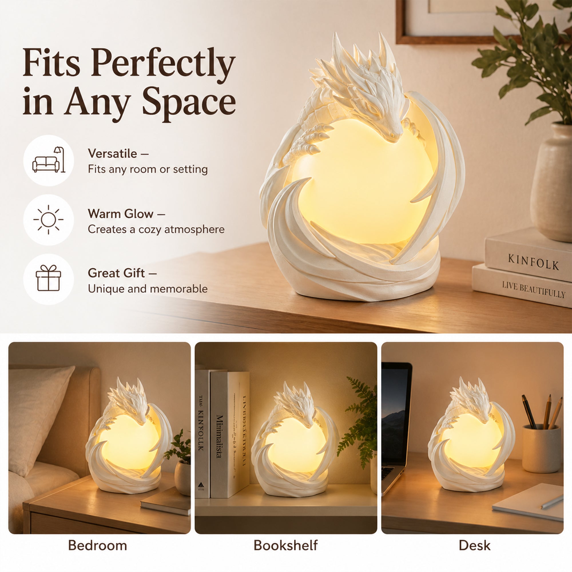 Lampe de table 3D imprimée Dragon Ambient