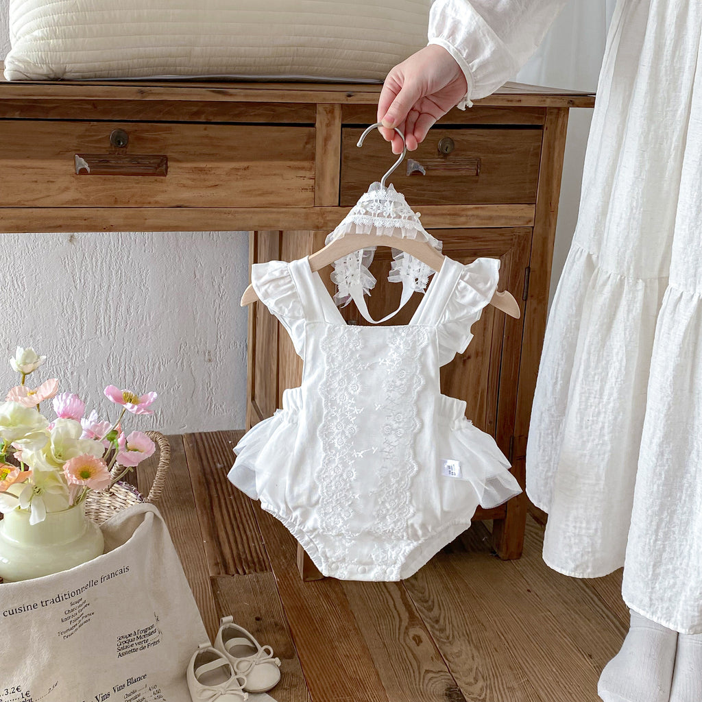 Romper de dentelle d'été pour les filles de bébé