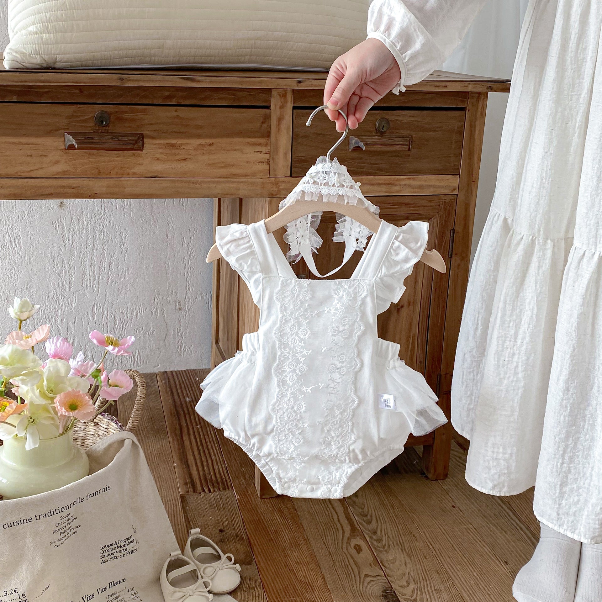 Romper de dentelle d'été pour les filles de bébé