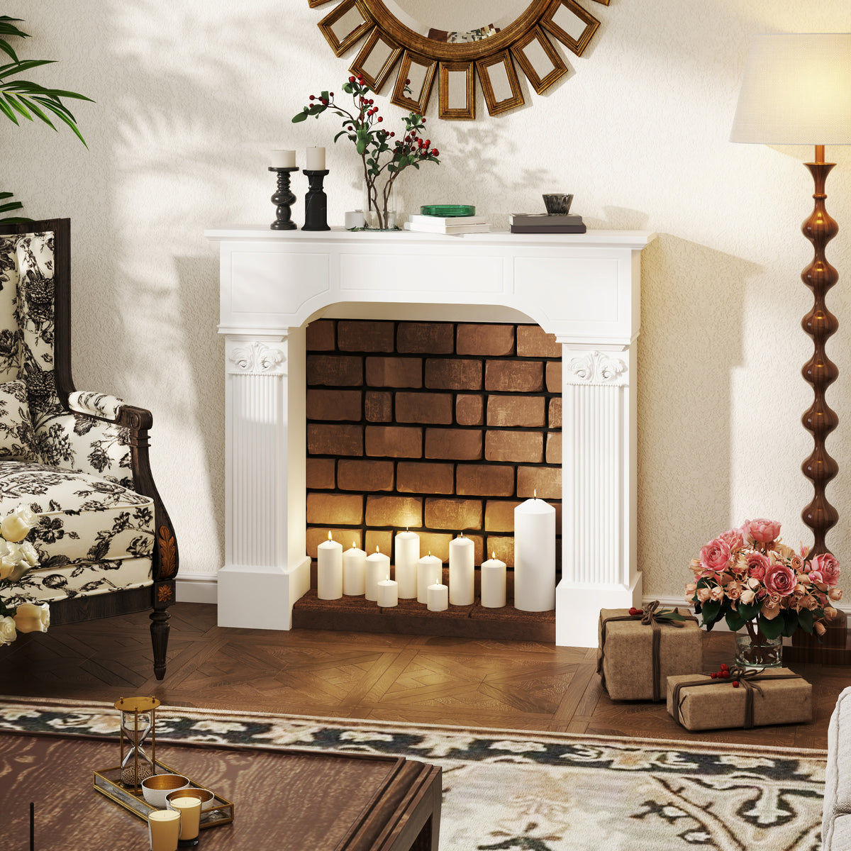 Baroque mantel drape