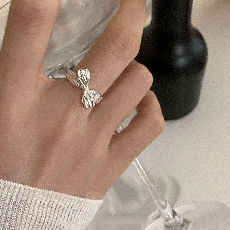 925 Argent Sterling Irrégulier Anneau Géométrique Femme Année Niche Design Sens Mode P