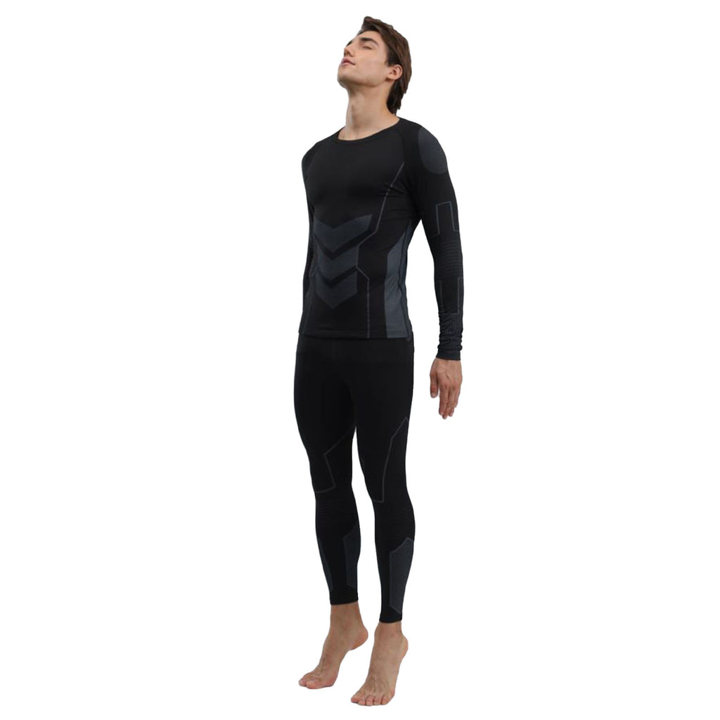 Sous-vêtements Thermique Hommes Pantalon Chemise Automne Slim Fit Sous-vêtements Thermique Top Bottom Set Bla