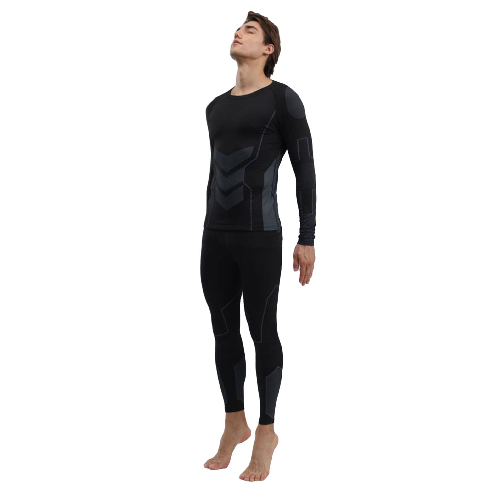 Sous-vêtements Thermique Hommes Pantalon Chemise Automne Slim Fit Sous-vêtements Thermique Top Bottom Set Bla