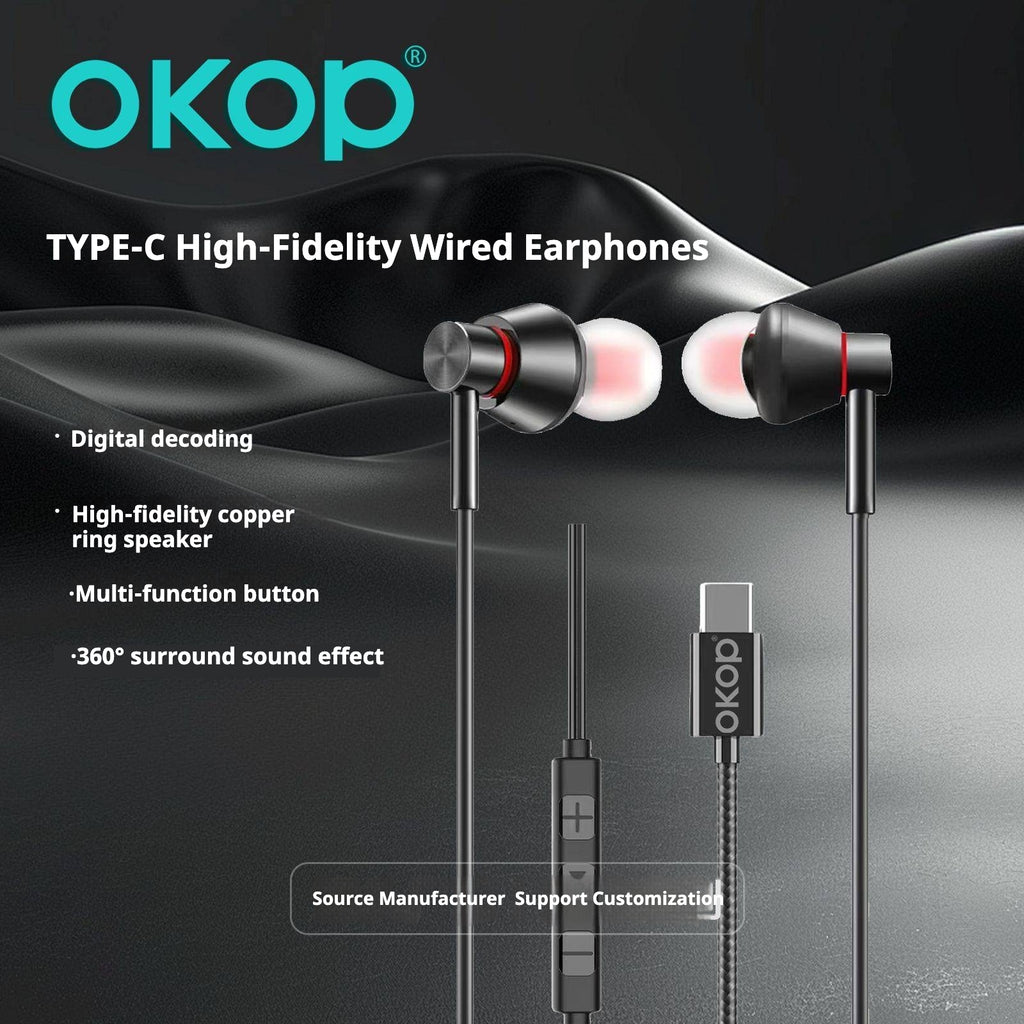 KP-237 Casques dans l'oreille filaires les plus vendus avec commandes en ligne USB-C haute qualité audio