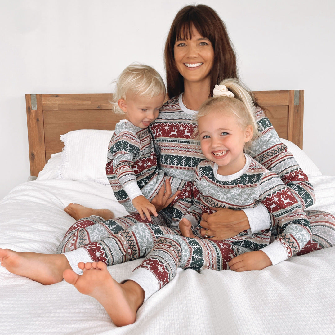 Noël Imprimé Parent-enfant Port de vêtements de maison Ensemble familial Pajamas
