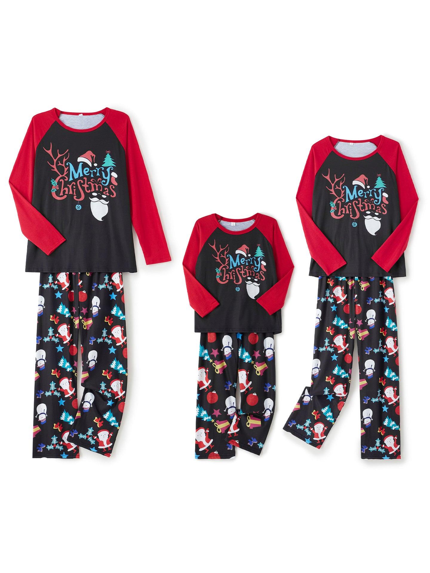 Caricature imprimé Col rond Manches longues Pyjamas de vacances Costume parent-enfant