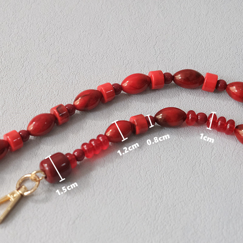 Accessoire à chaîne de perles rouges à la mode Crossbody Lanyard Bag