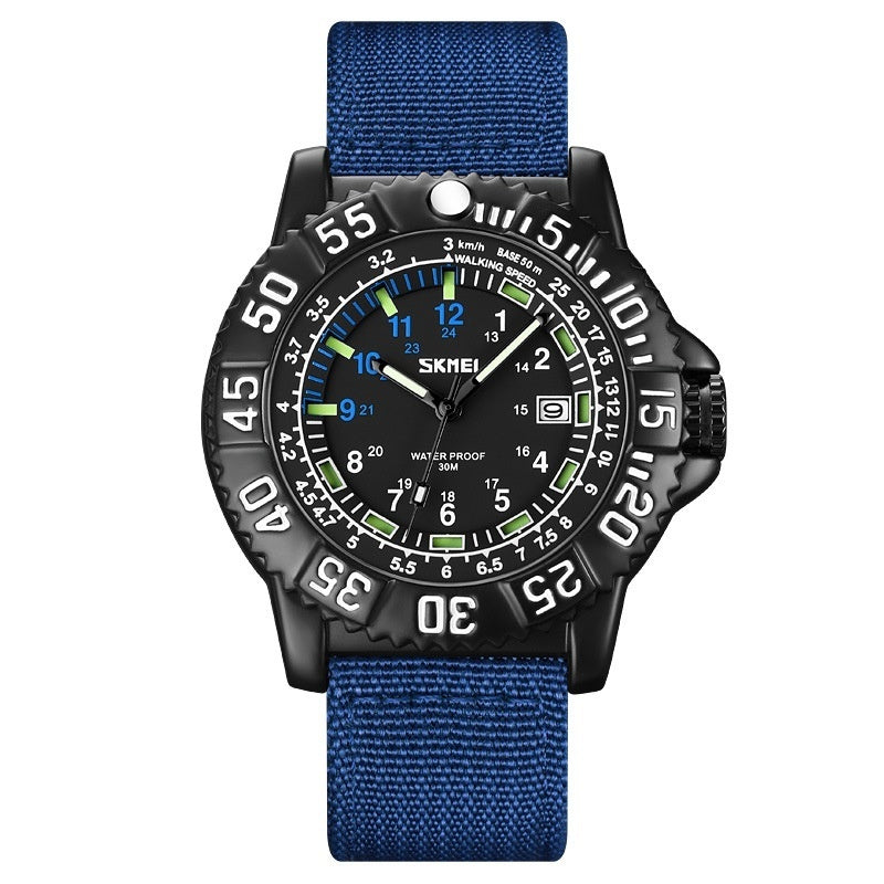 Calendrier personnalisé Hommes Lumineux Quartz montre avec une sangle de nylon occasionnel