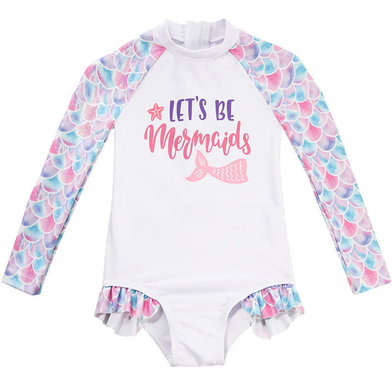 Maillot de bain pour enfants Mignon manches longues en une seule pièce