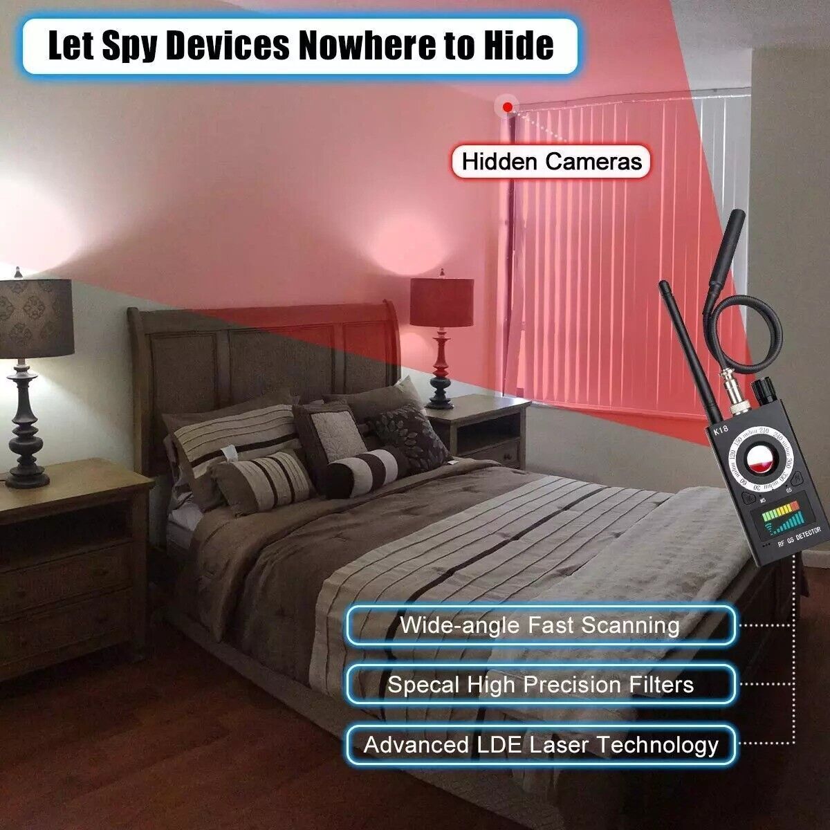 Détecteur de caméra cachée localisateur GPS Bug Radio Détecteur Anti Spy