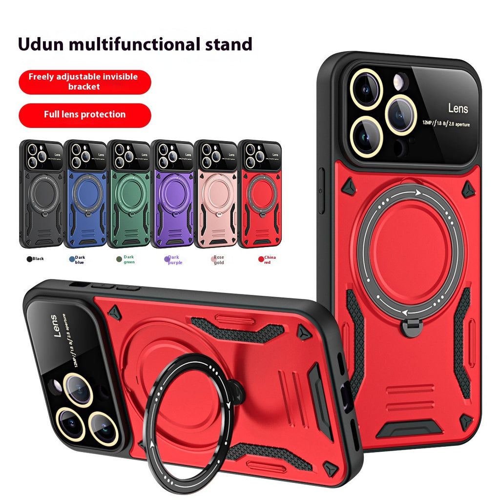 Multifonctionnel Large Fenêtre Magnetic Bracket Phone Case