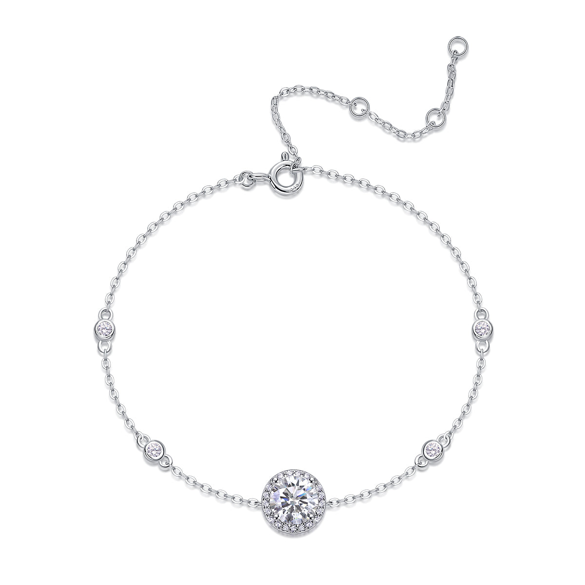 S925 Bracelet en argent 1,5g Moissanite