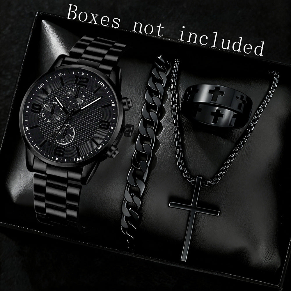 3-Eye Digital hommes bracelet de montre et collier ensemble