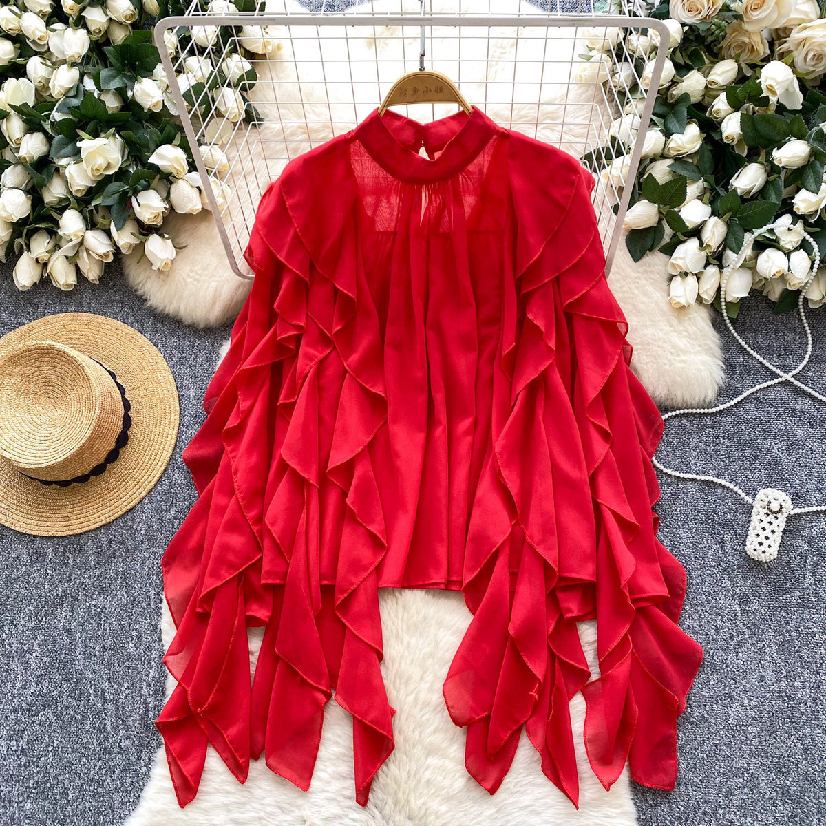 Haut de chemise en mousseline volante