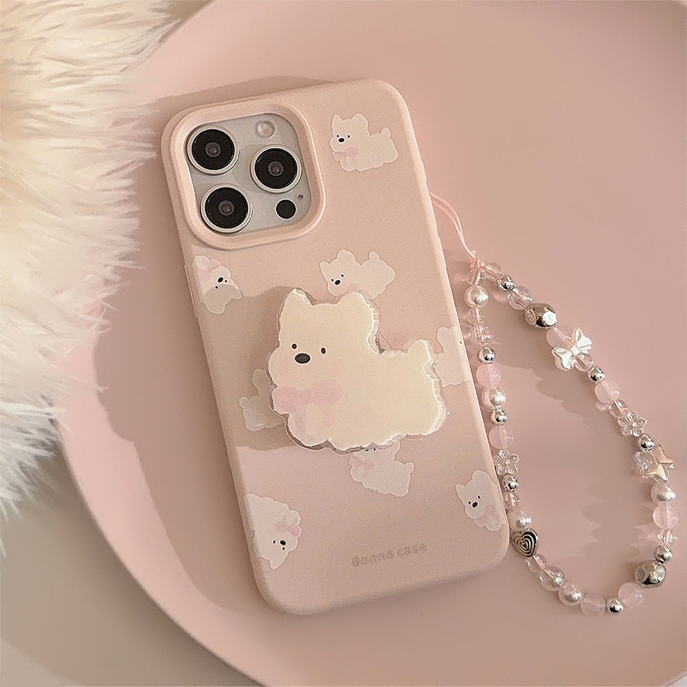 Doux et mignon West Highland Coque de téléphone Bracket blanc chien